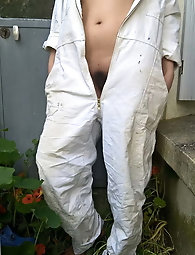 Hairy Mature Wife In Coveralls Outdoors